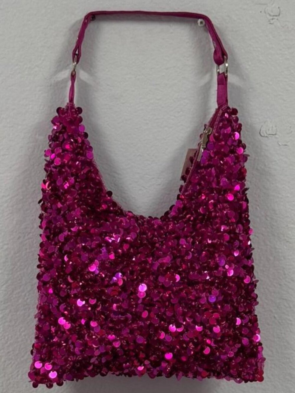 Sequin Handbag, Hot Pink Fuchsia Party Clutch, Sparkly Evening Purse